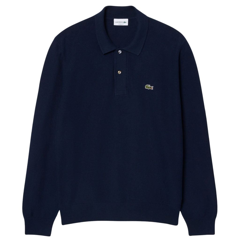 Lacoste Classic Fit Long Sleeved Knitted Polo Shirt - Navy