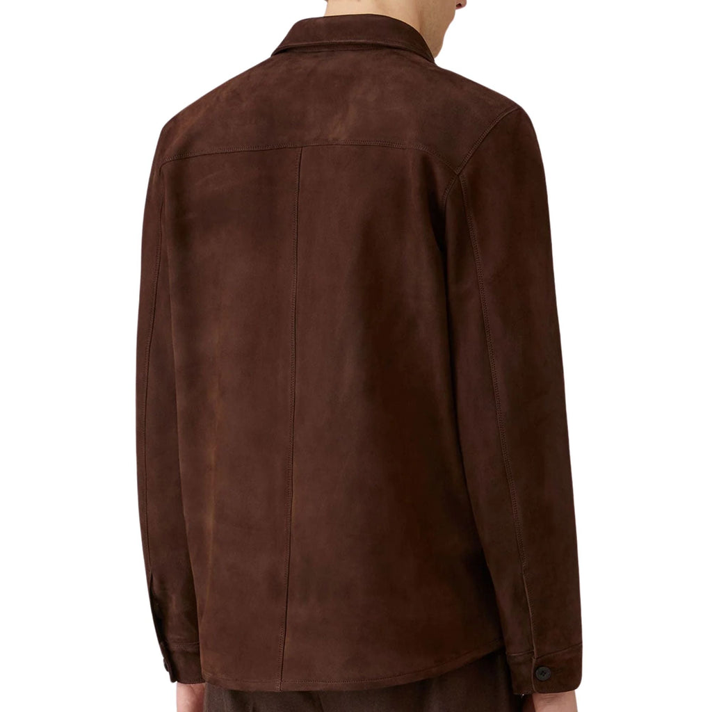 Sunspel Suede Overshirt - Dark Brown