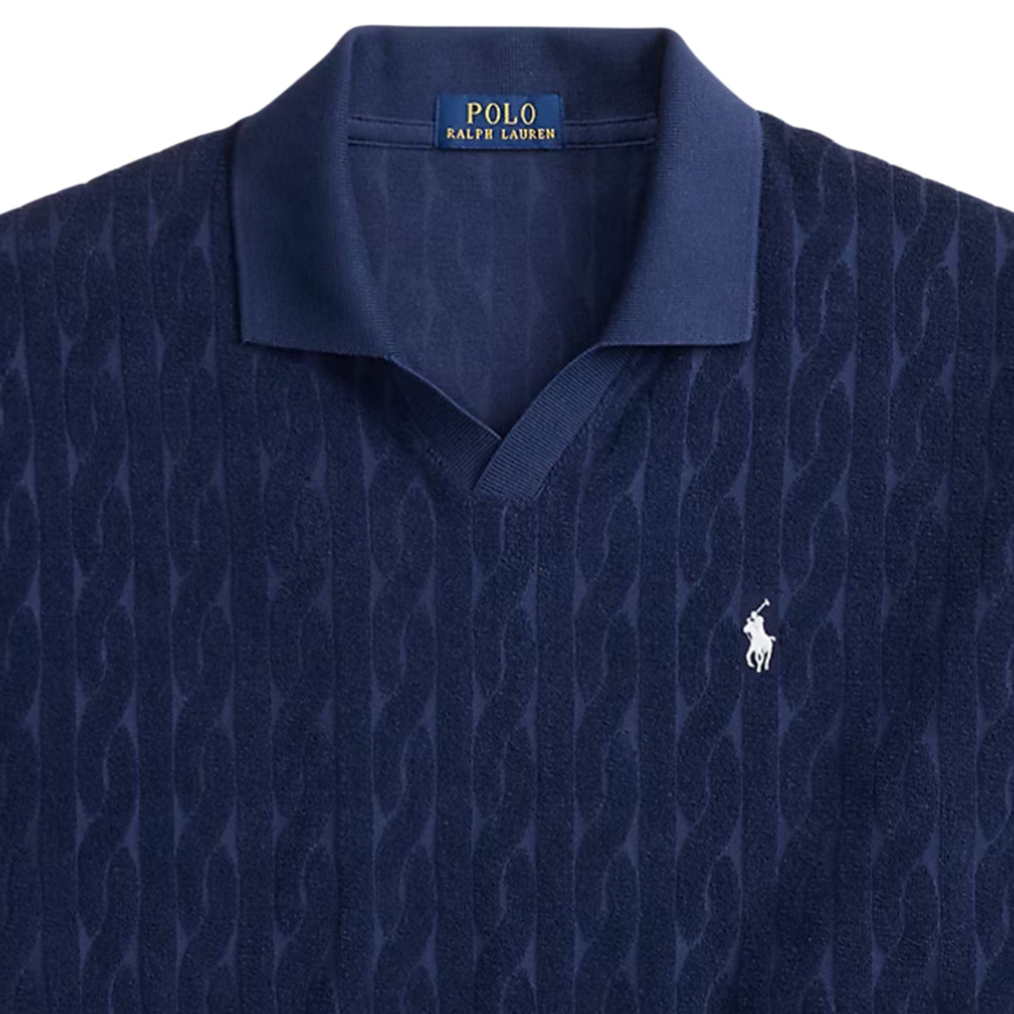Polo Ralph Lauren Relaxed Fit Cabled Terry Polo Shirt - Newport Navy
