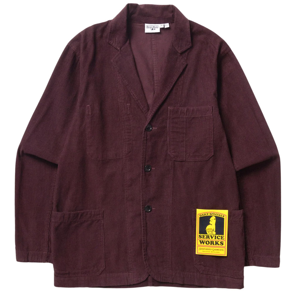 Service Works Fine Cord Server Suit Jacket - Burgundy