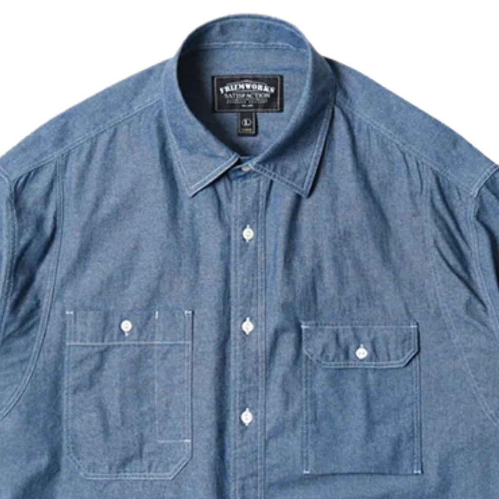 FrizmWORKS 1920s Chambray Work Shirt - Blue