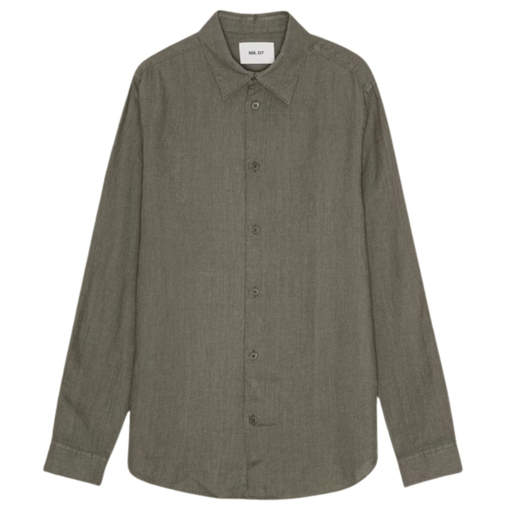 NN07 Enzo Classic Collar Linen Shirt - Capers