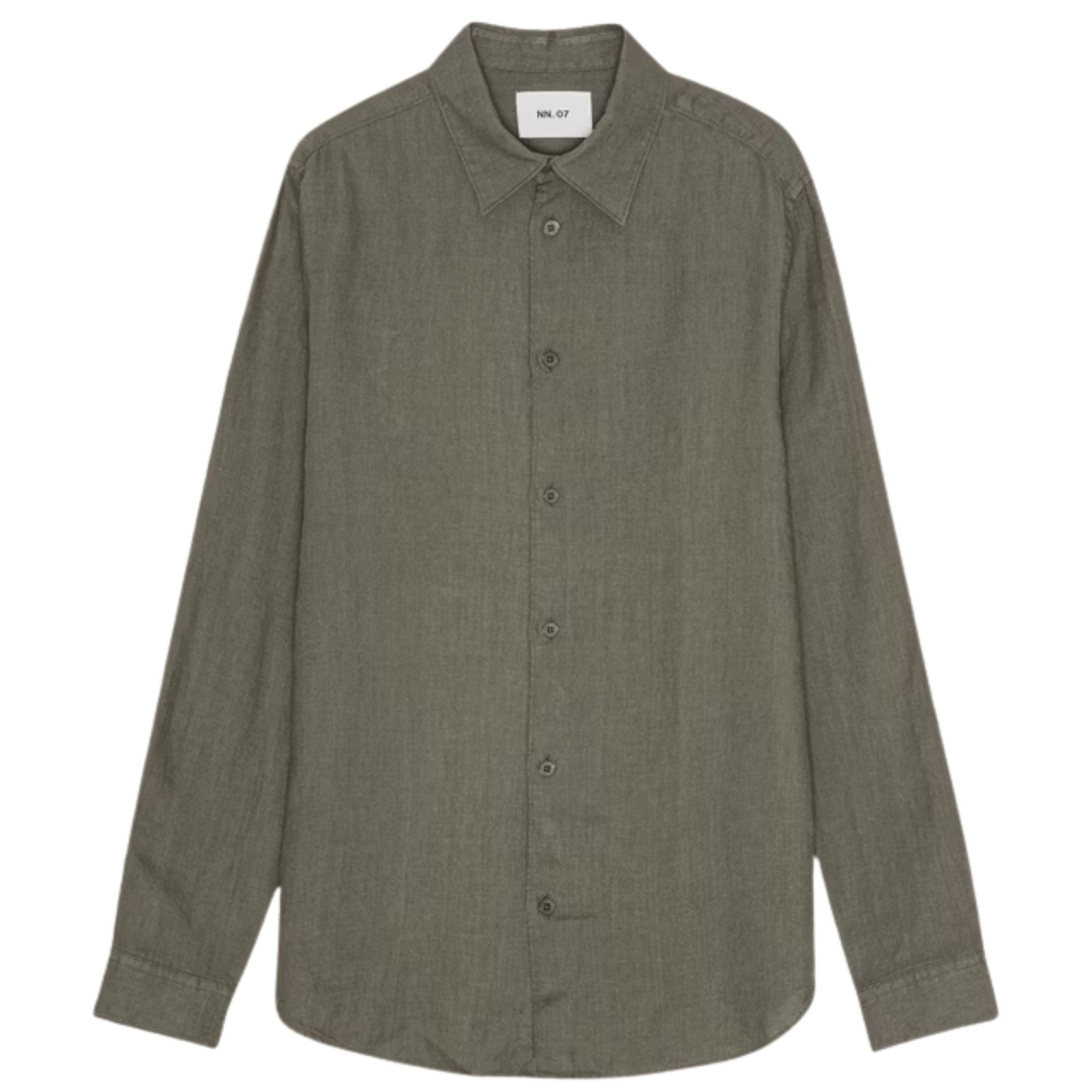 NN07 Enzo Classic Collar Linen Shirt - Capers