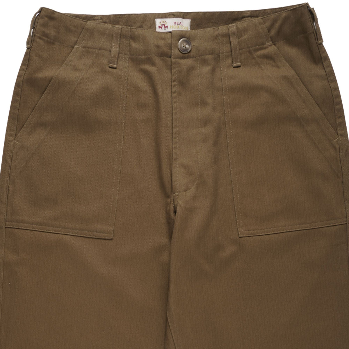 Real Hoxton Fatigue Pants - Herringbone Saddle Brown