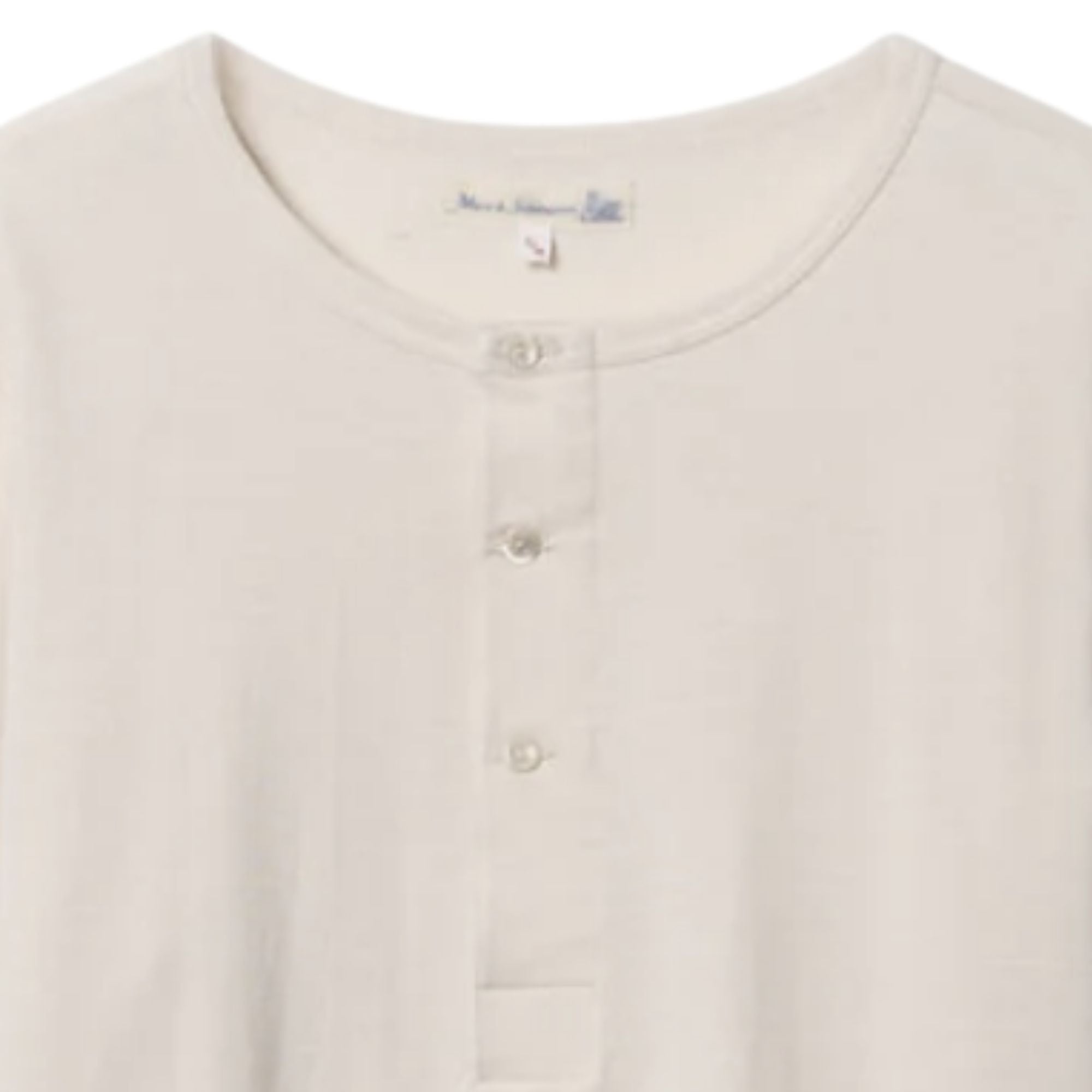 Merz b Schwanen 2M06 Vintage Machine Refined Classic Fit Long Sleeve Henley - Natural