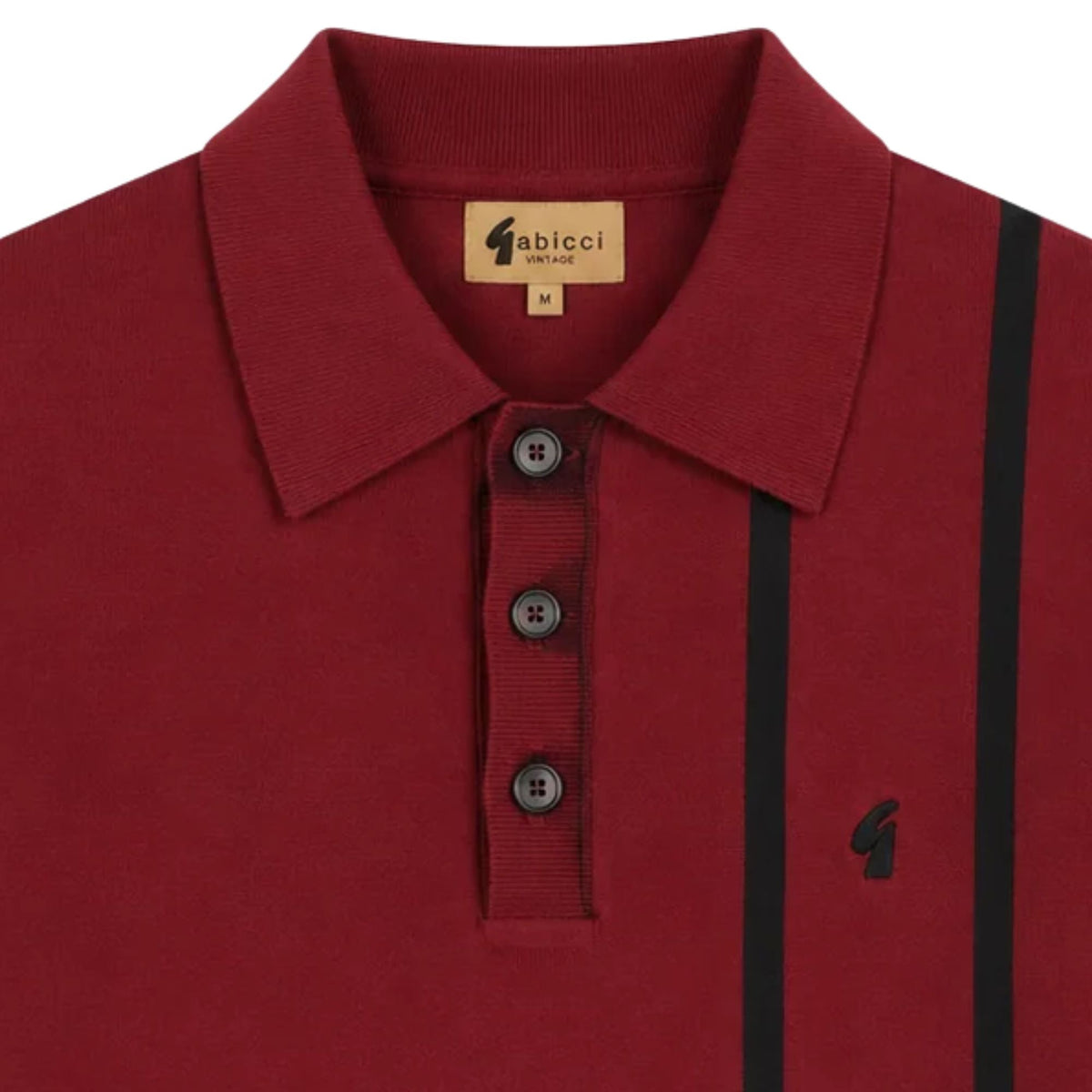 Gabicci Vintage Beckenham Short Sleeve Knit Polo - Claret