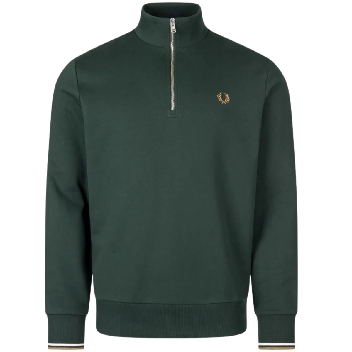 Fred Perry Half Zip Sweatshirt - Grassroots/Ecru/Bronze