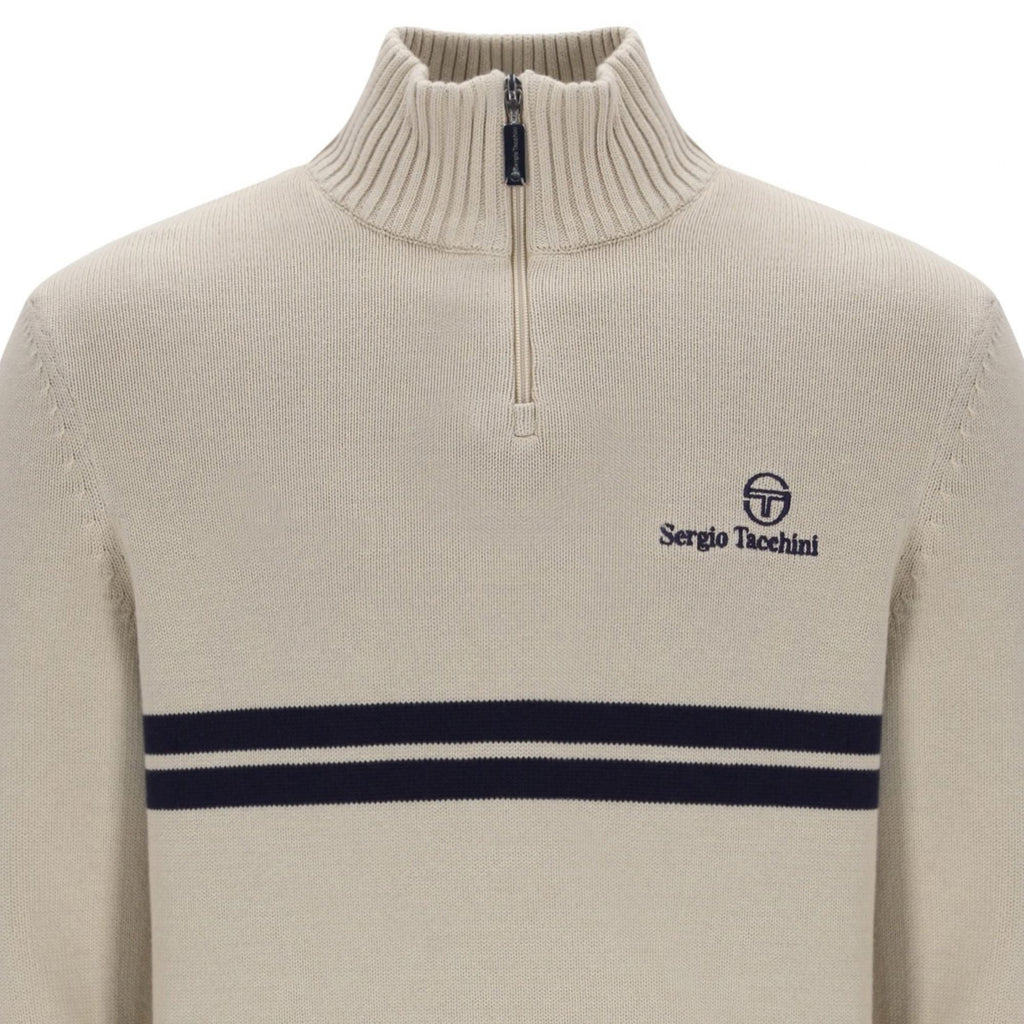 Sergio Tacchini New Dallas 1/4 Zip Knitted Top - Peyote/Martime Blue