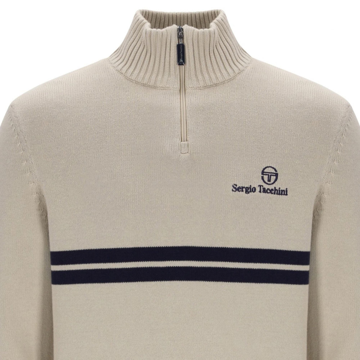 Sergio Tacchini New Dallas 1/4 Zip Knitted Top - Peyote/Martime Blue