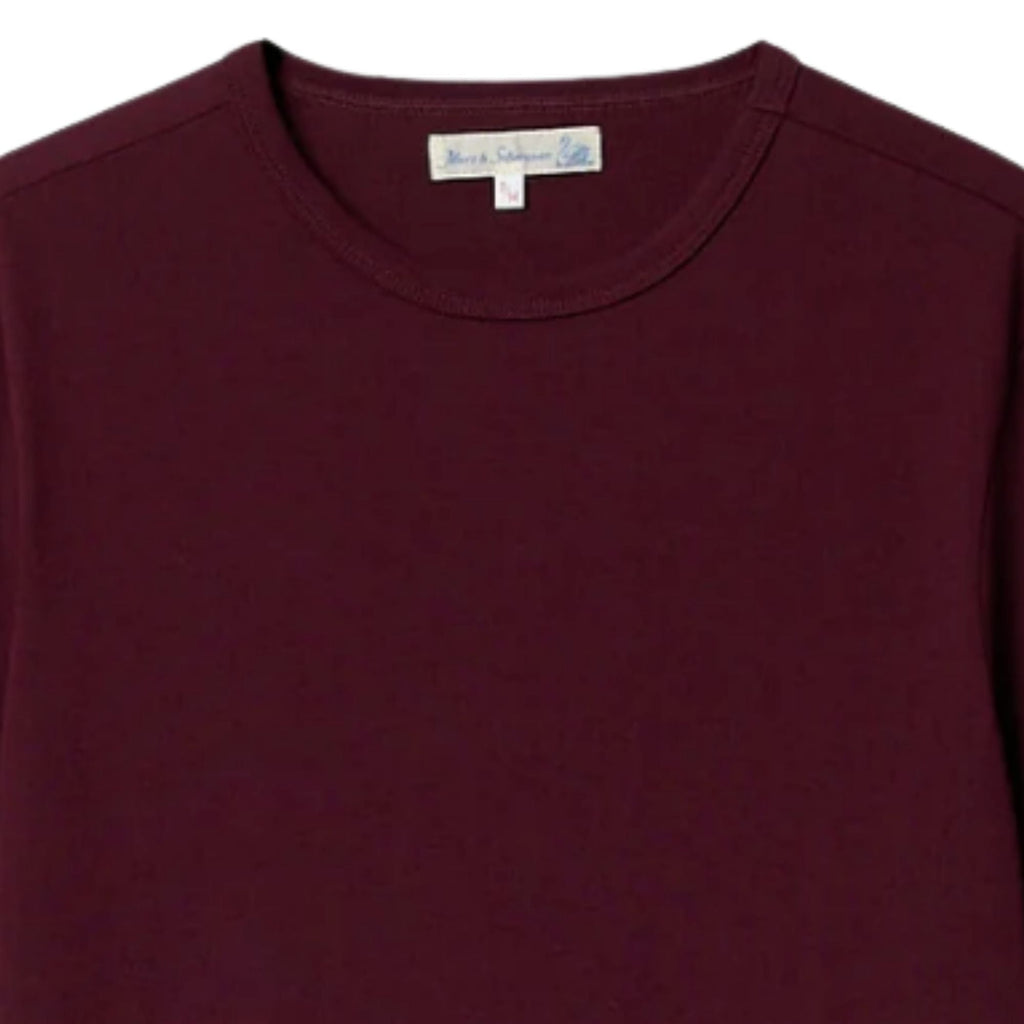 Merz b Schwanen 1950s Loopwheeled Classic Fit Lightweight T-Shirt - Burgundy