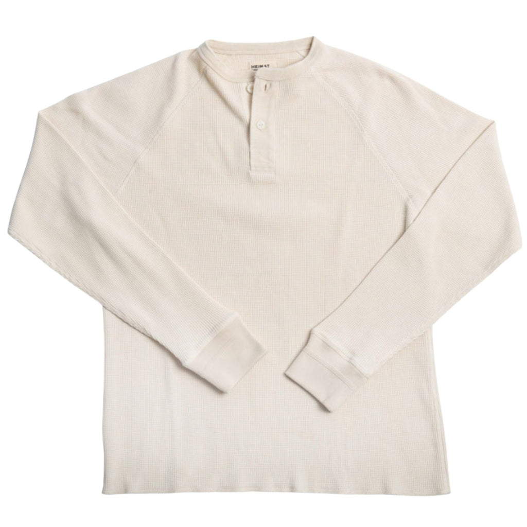 Heimat Henley Cotton Waffle Henley Polo - Seashell