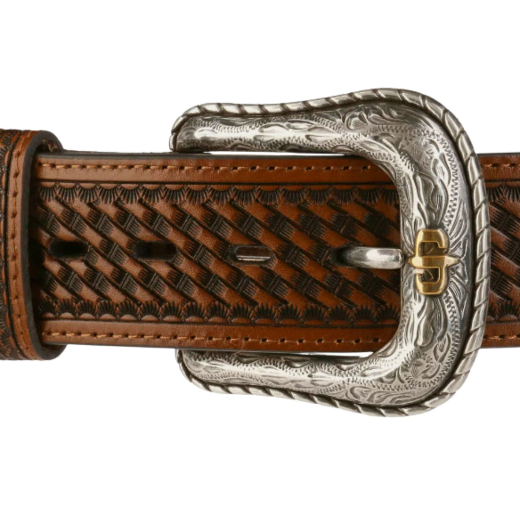 Stetson Pebble Basket Weave Leather Belt - Pebble