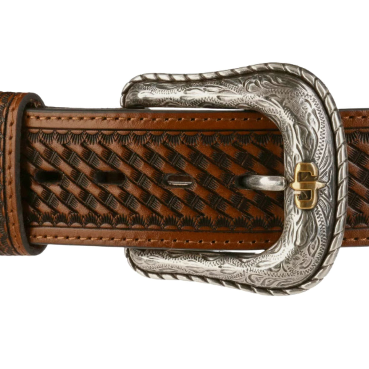 Stetson Pebble Basket Weave Leather Belt - Pebble