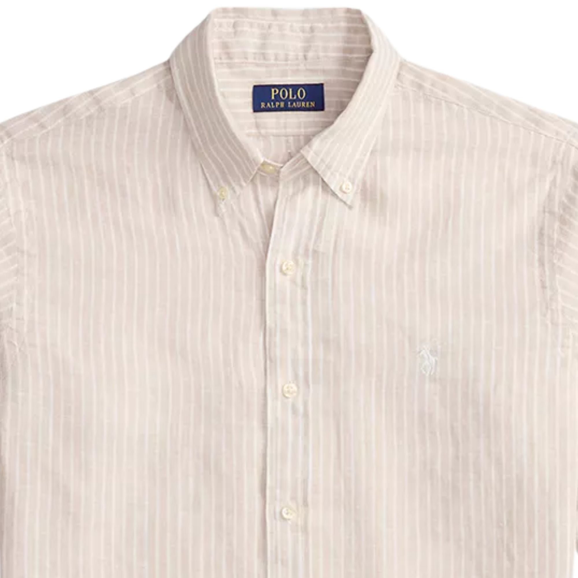 Polo Ralph Lauren Custom Fit Striped Linen Shirt - Beige