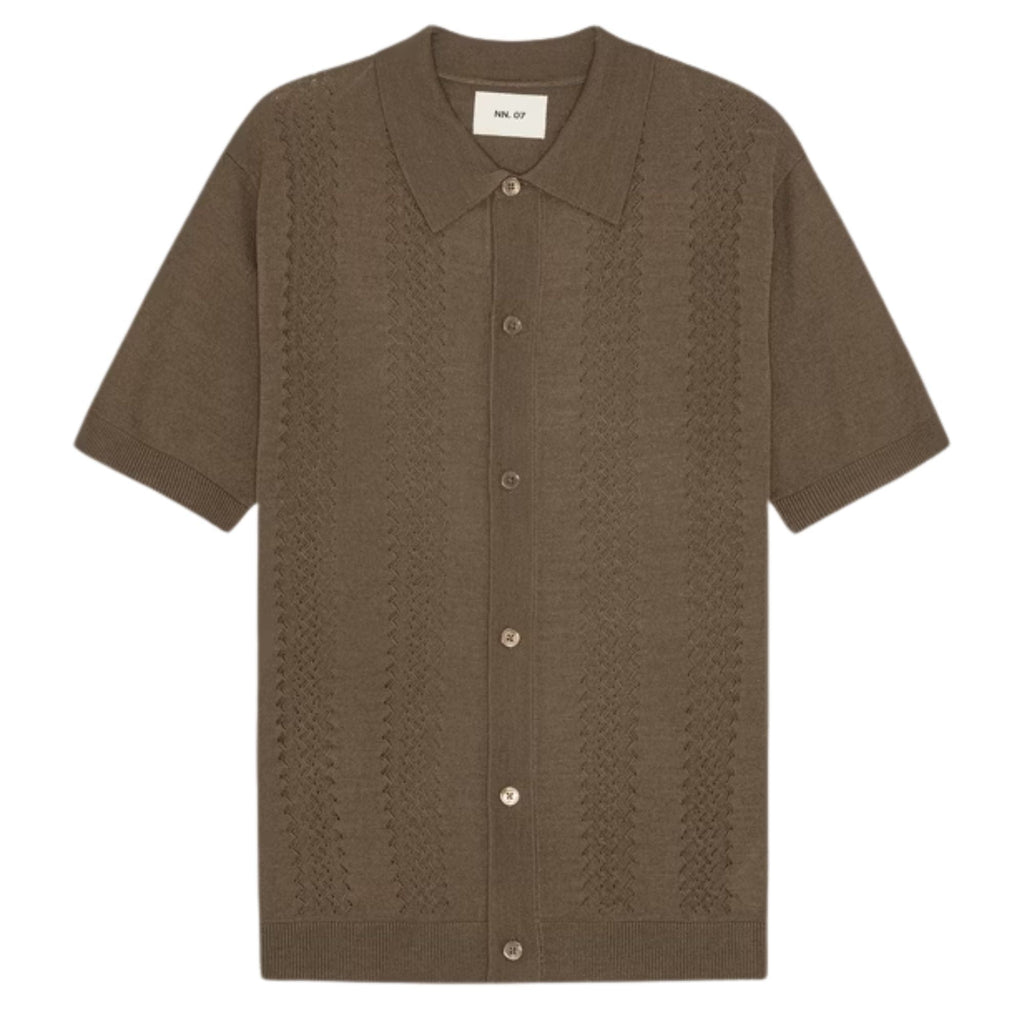 NN07 Thor Wool Blend Button through Polo Shirt  - Mable Husk