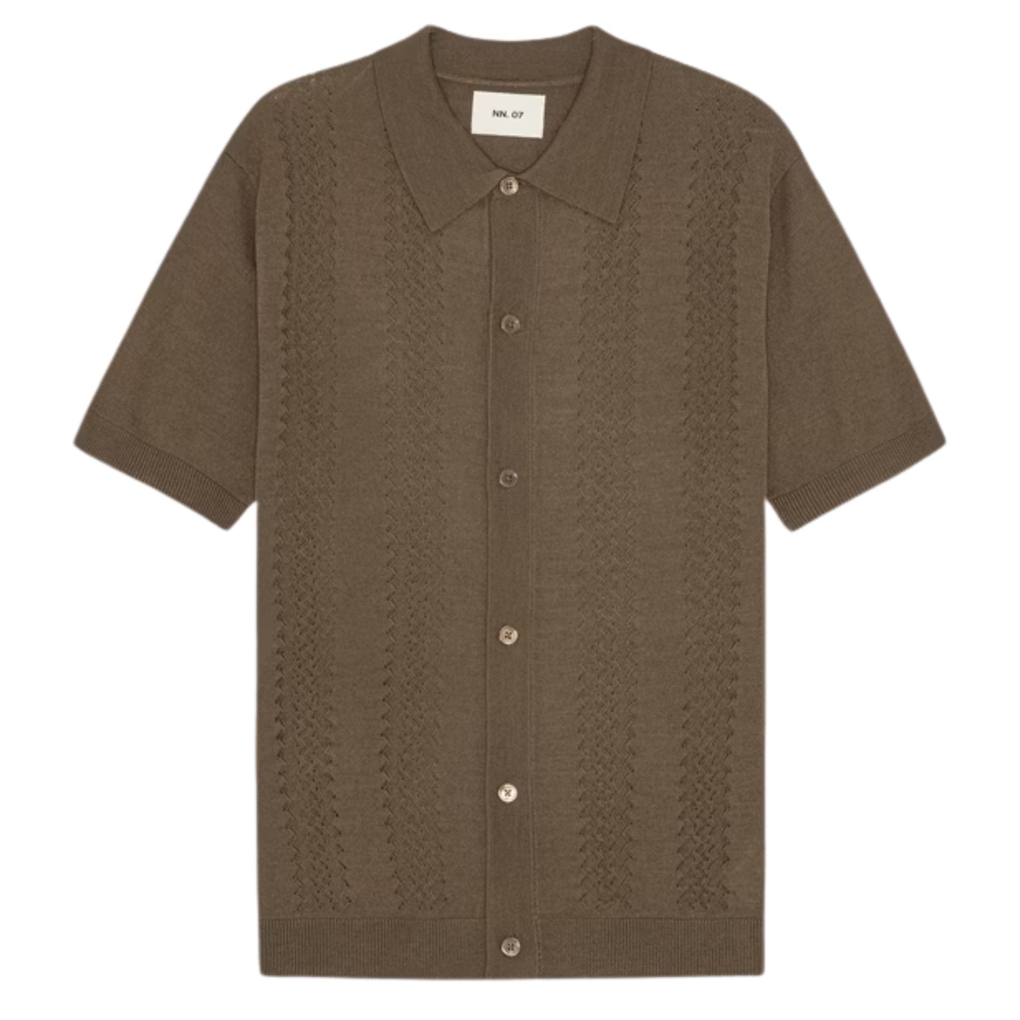 NN07 Thor Wool Blend Button through Polo Shirt  - Mable Husk