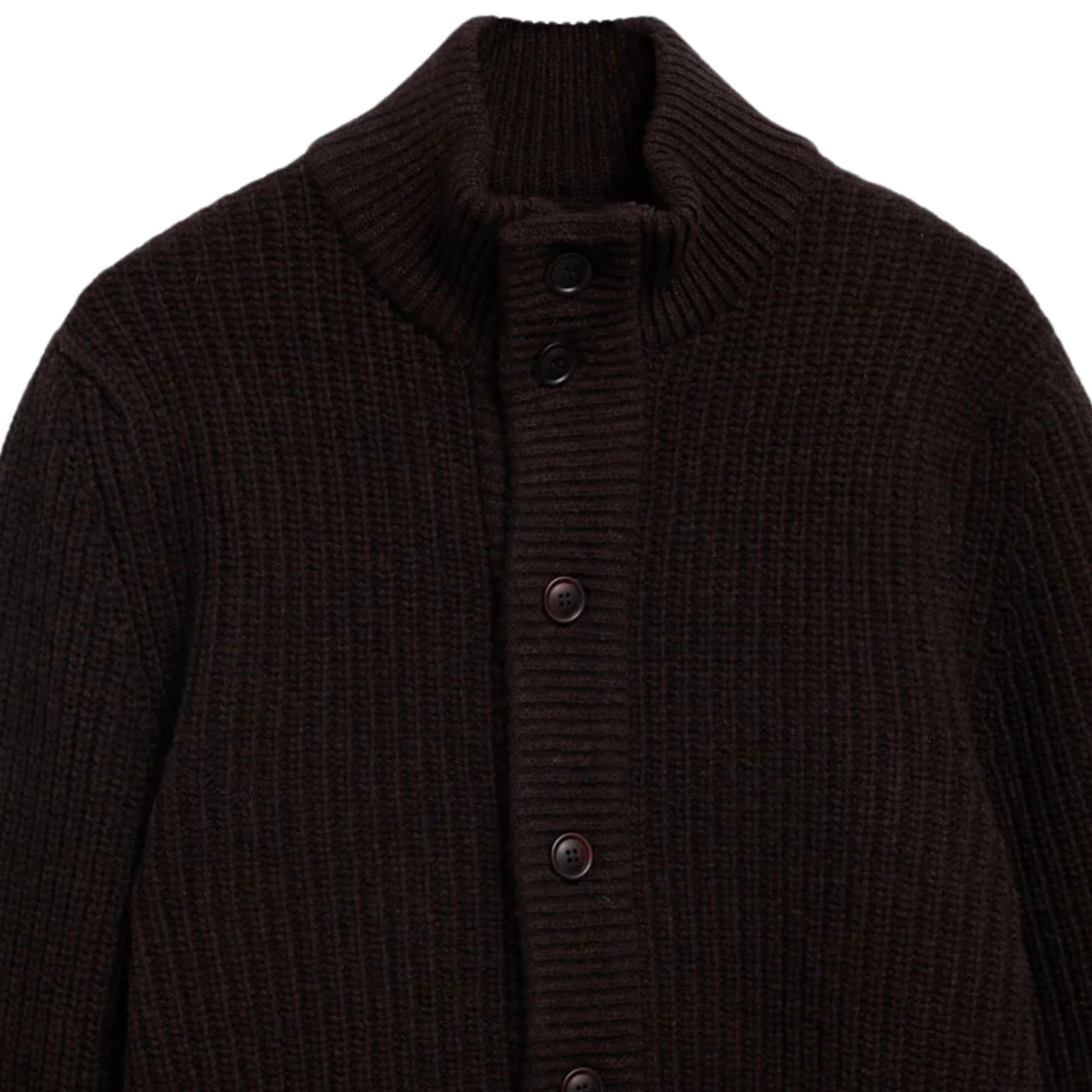 Barbour Mordale Knitted Button Through - Dark Brown