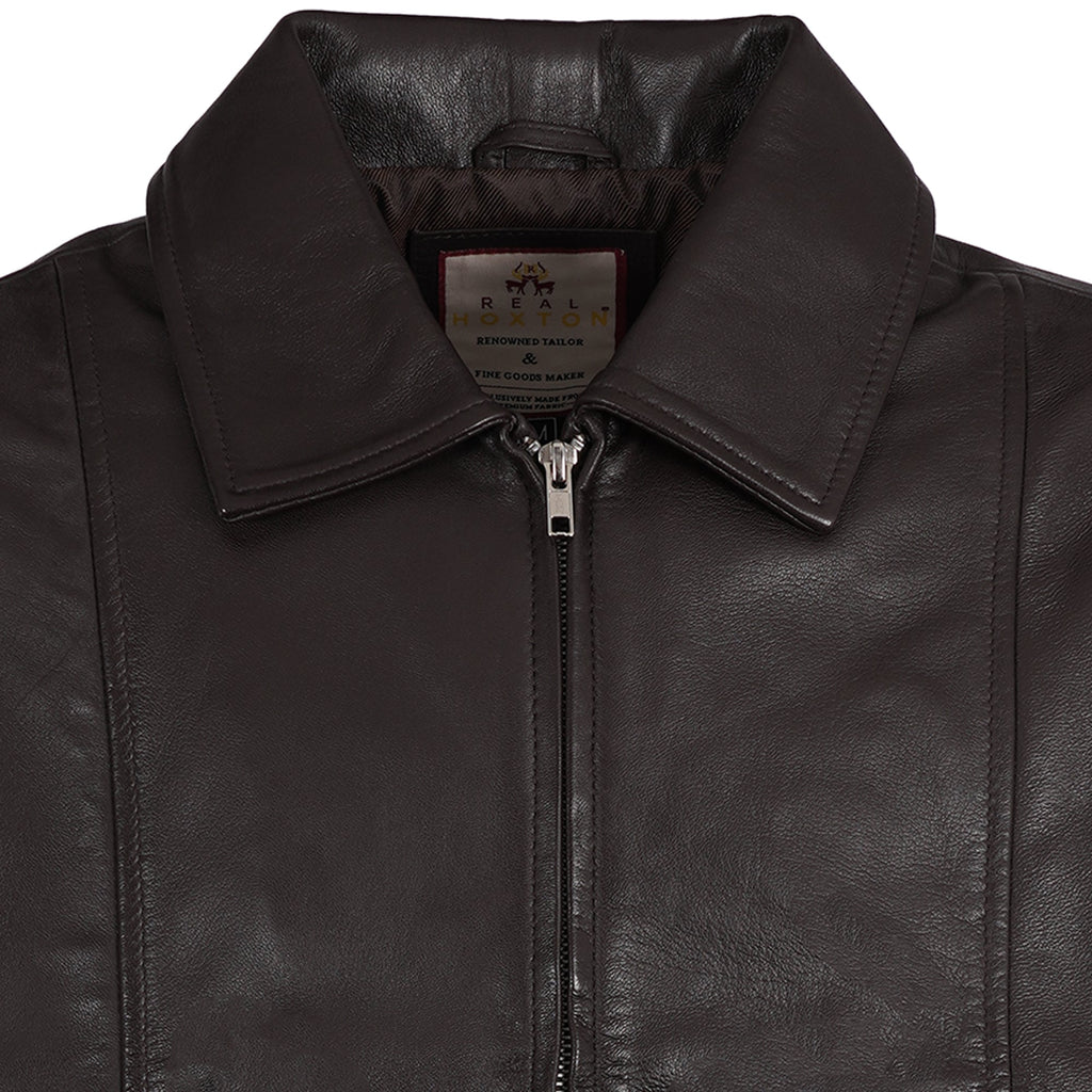Real Hoxton Leather Gab Jacket - Brown
