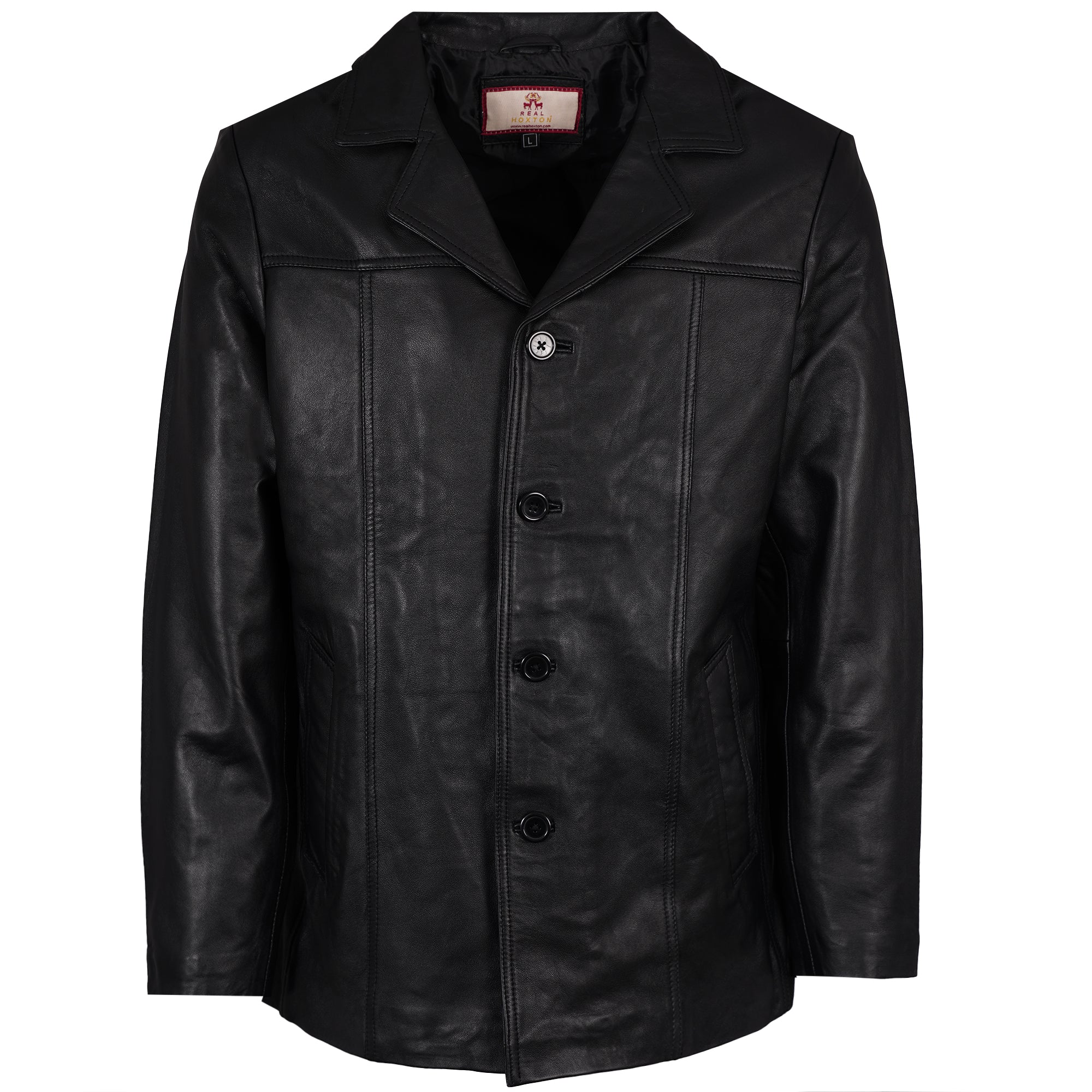 Leather Reefer Jacket - Black