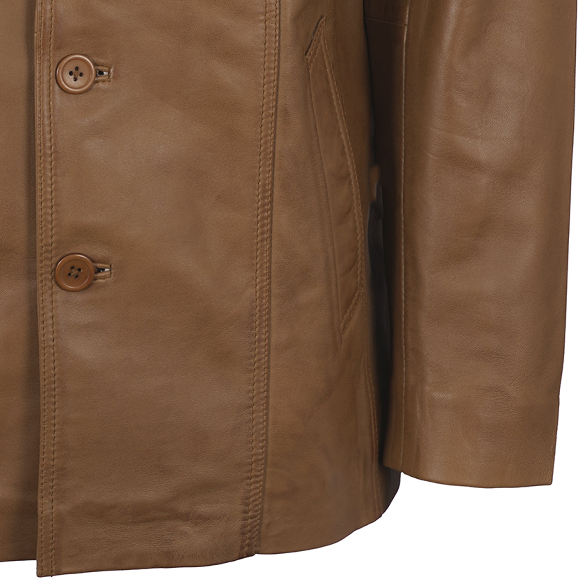 Leather Reefer Jacket - Tan