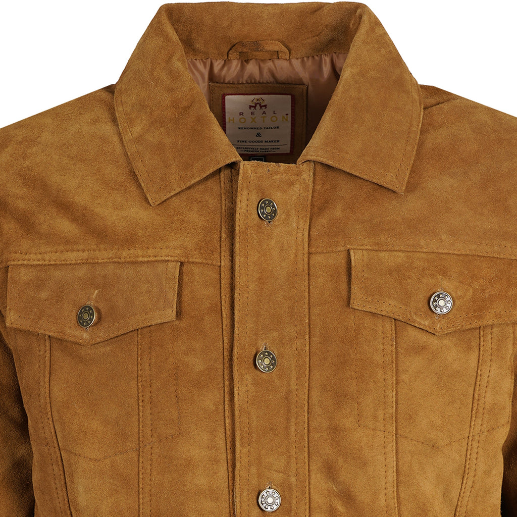 Real Hoxton Suede Trucker Jacket - Tan