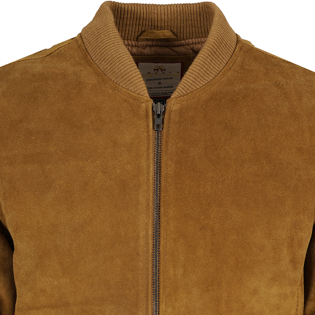 Real Hoxton Suede Bomber Jacket - Tan