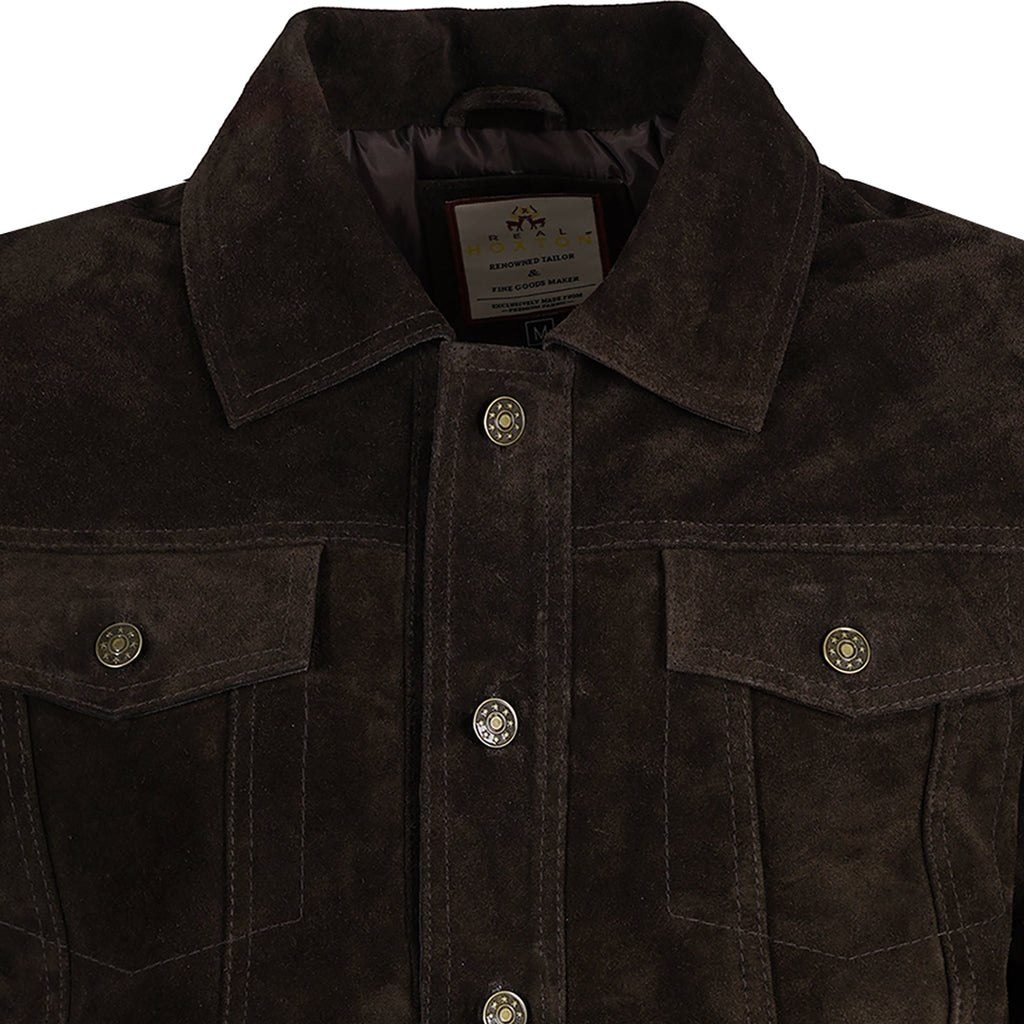 Real Hoxton Suede Trucker Jacket - Brown