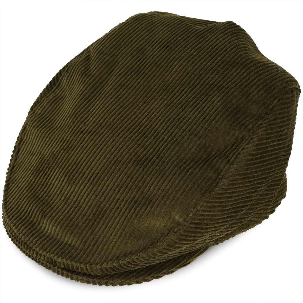 Dents Corduroy Flat Cap - Olive