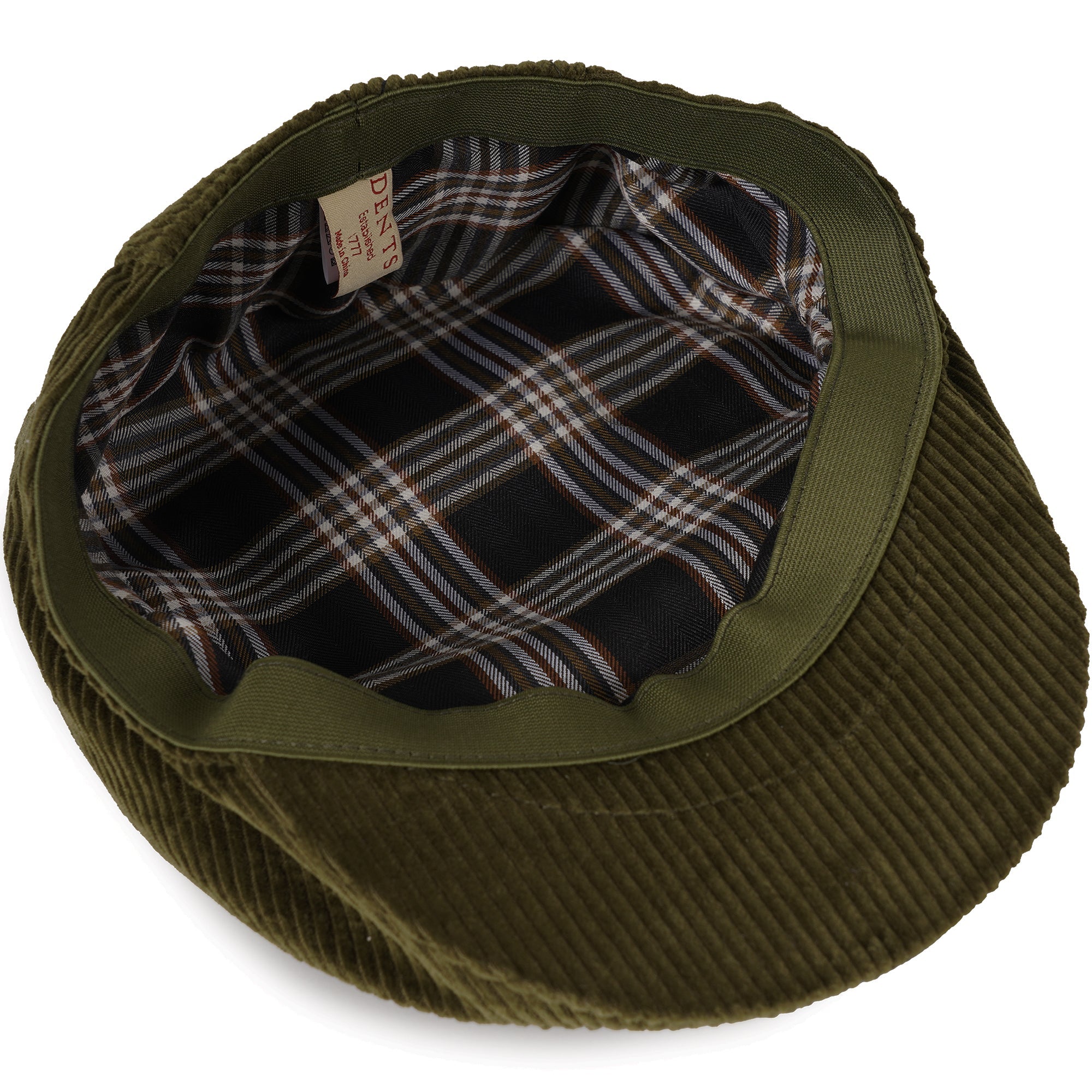Dents Corduroy Flat Cap - Olive