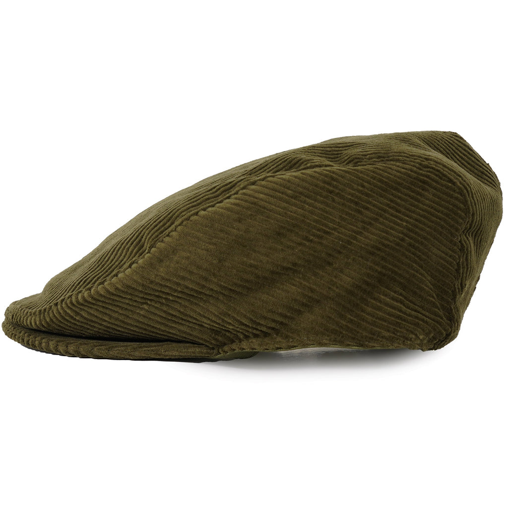 Dents Corduroy Flat Cap - Olive