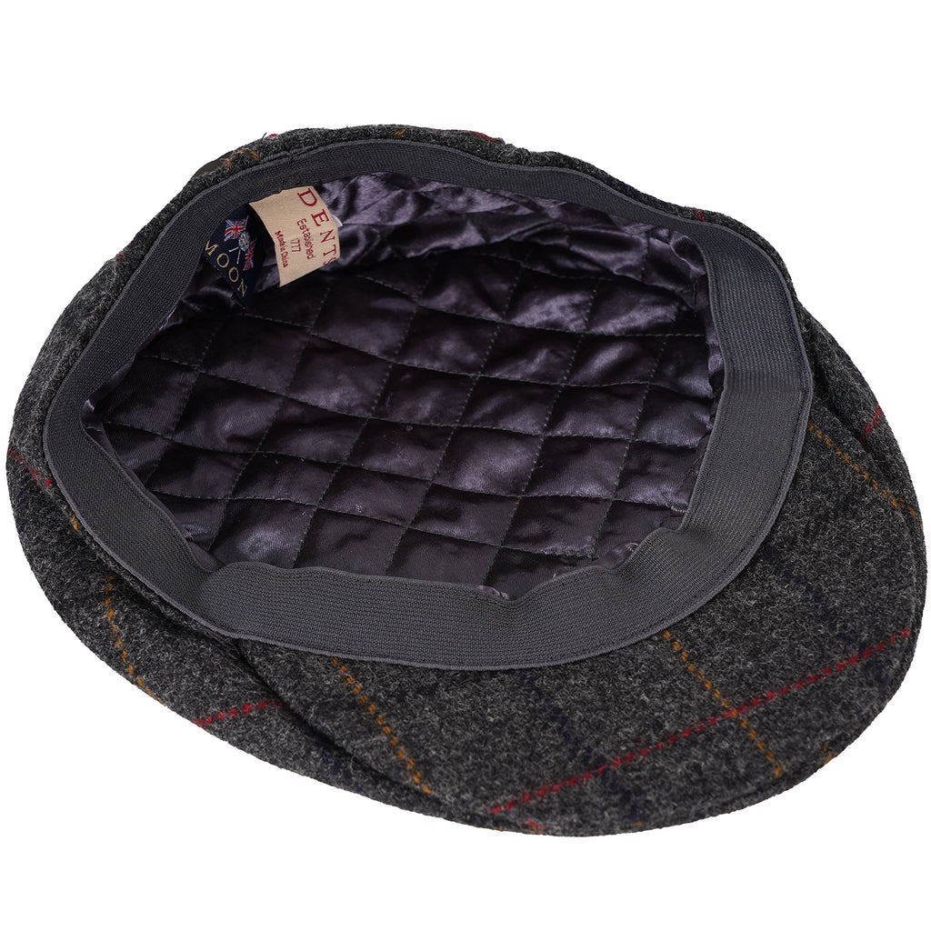 Dents Moon Tweed Flat Cap - Charcoal