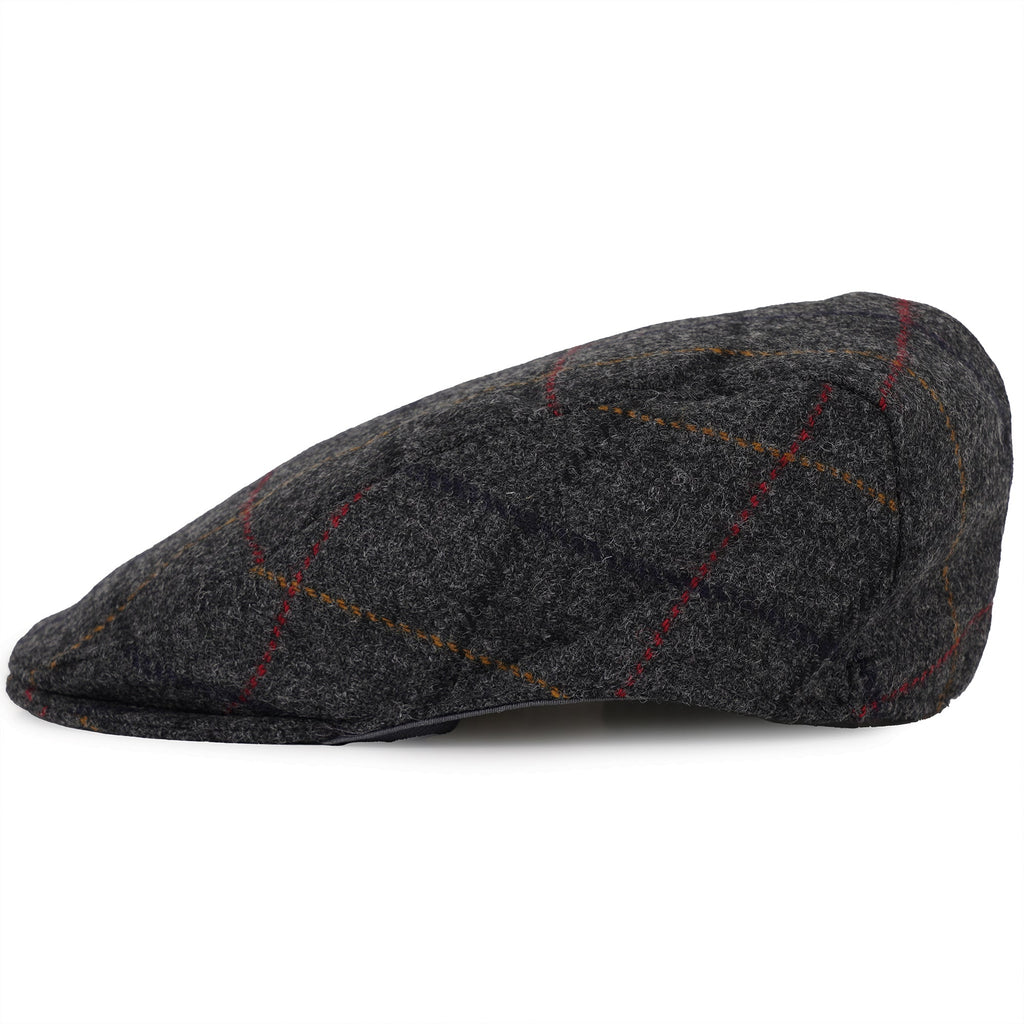 Dents Moon Tweed Flat Cap - Charcoal