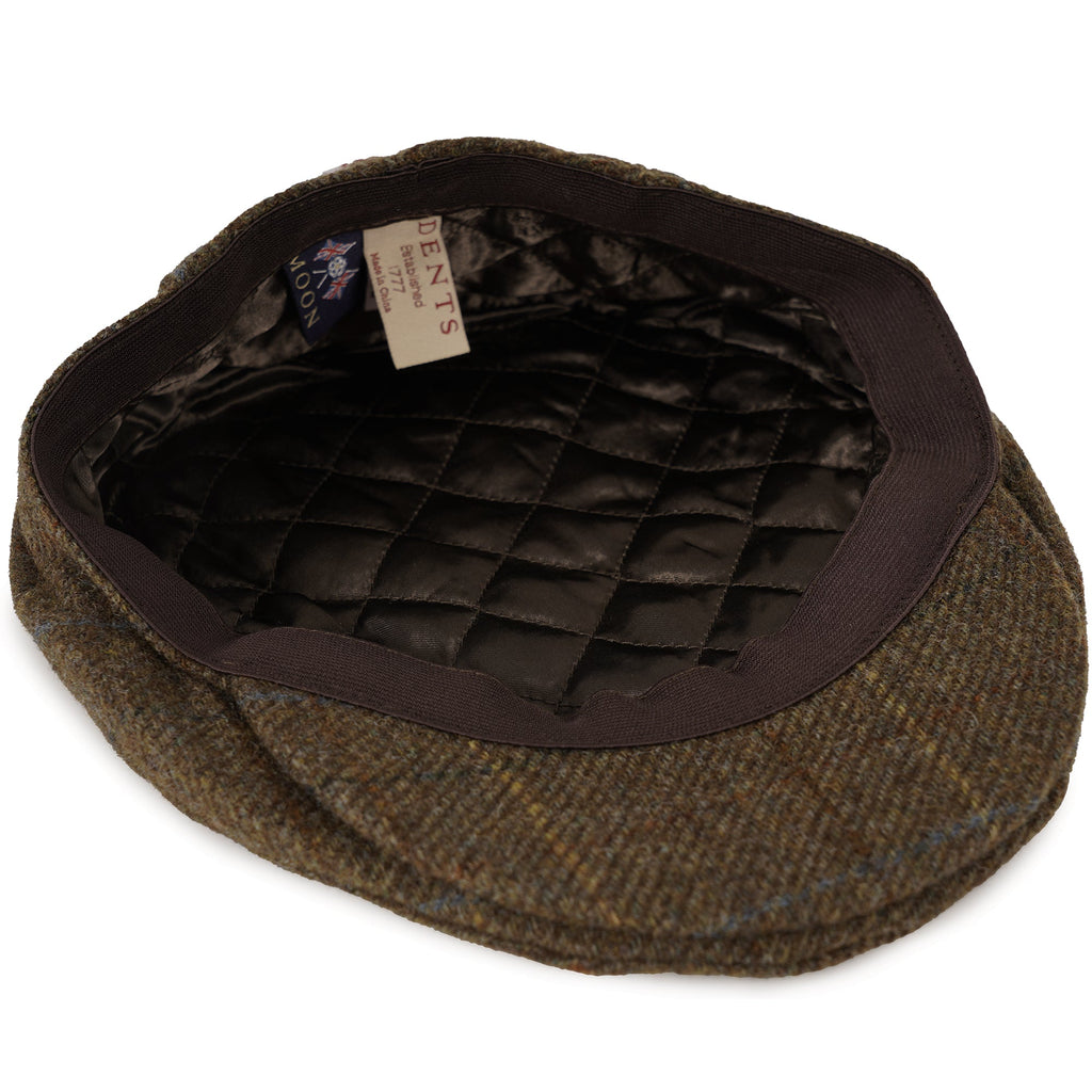 Dents Moon Tweed Flat Cap - Chestnut