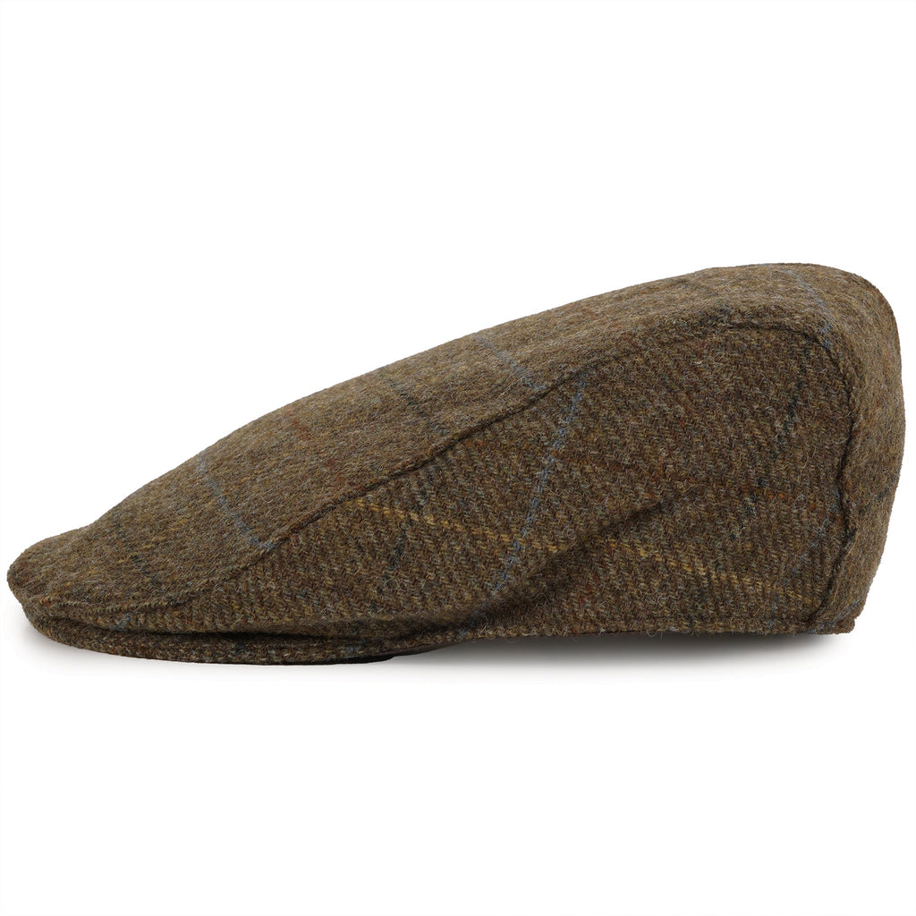 Dents Moon Tweed Flat Cap - Chestnut