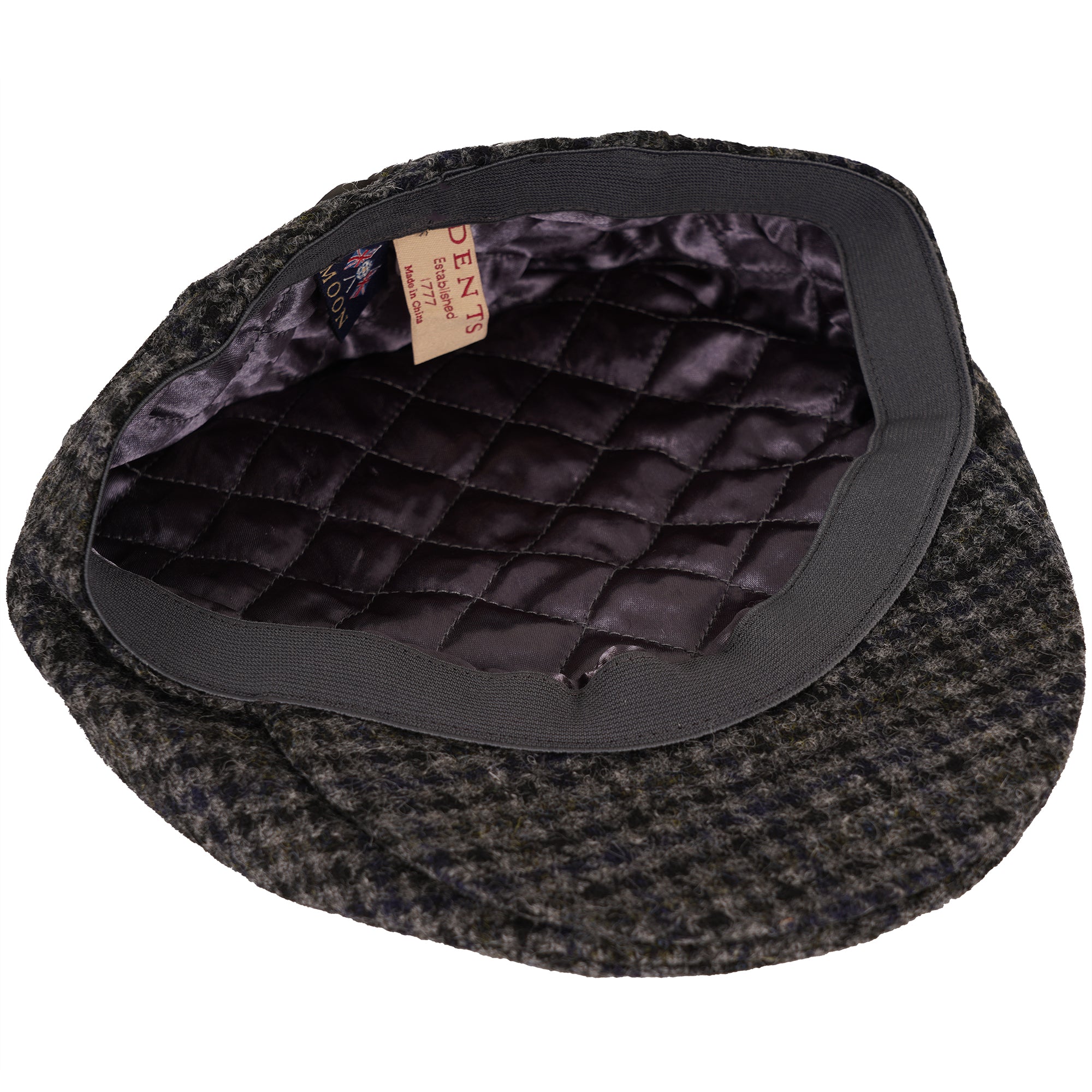Dents Moon Dogtooth Flat Cap - Graphite