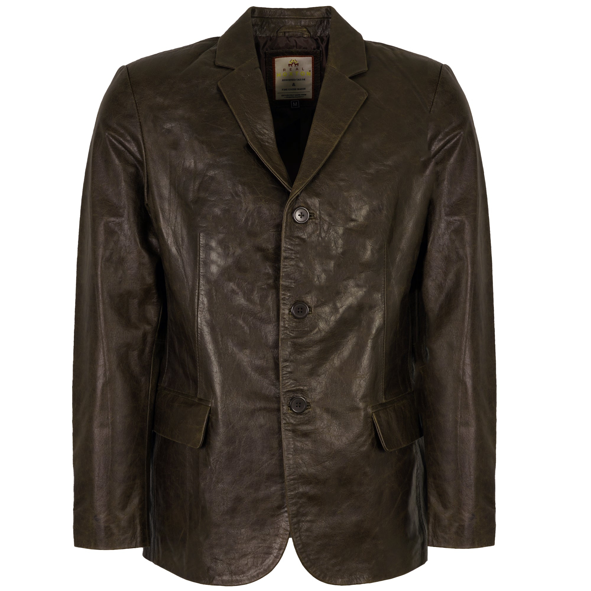 Real Hoxton Leather Blazer Jacket - Timber Brown