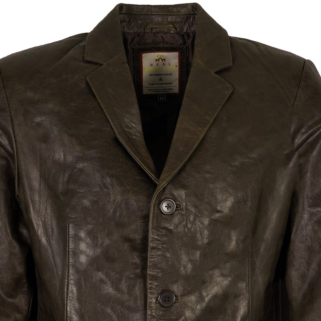 Real Hoxton Leather Blazer Jacket - Timber Brown