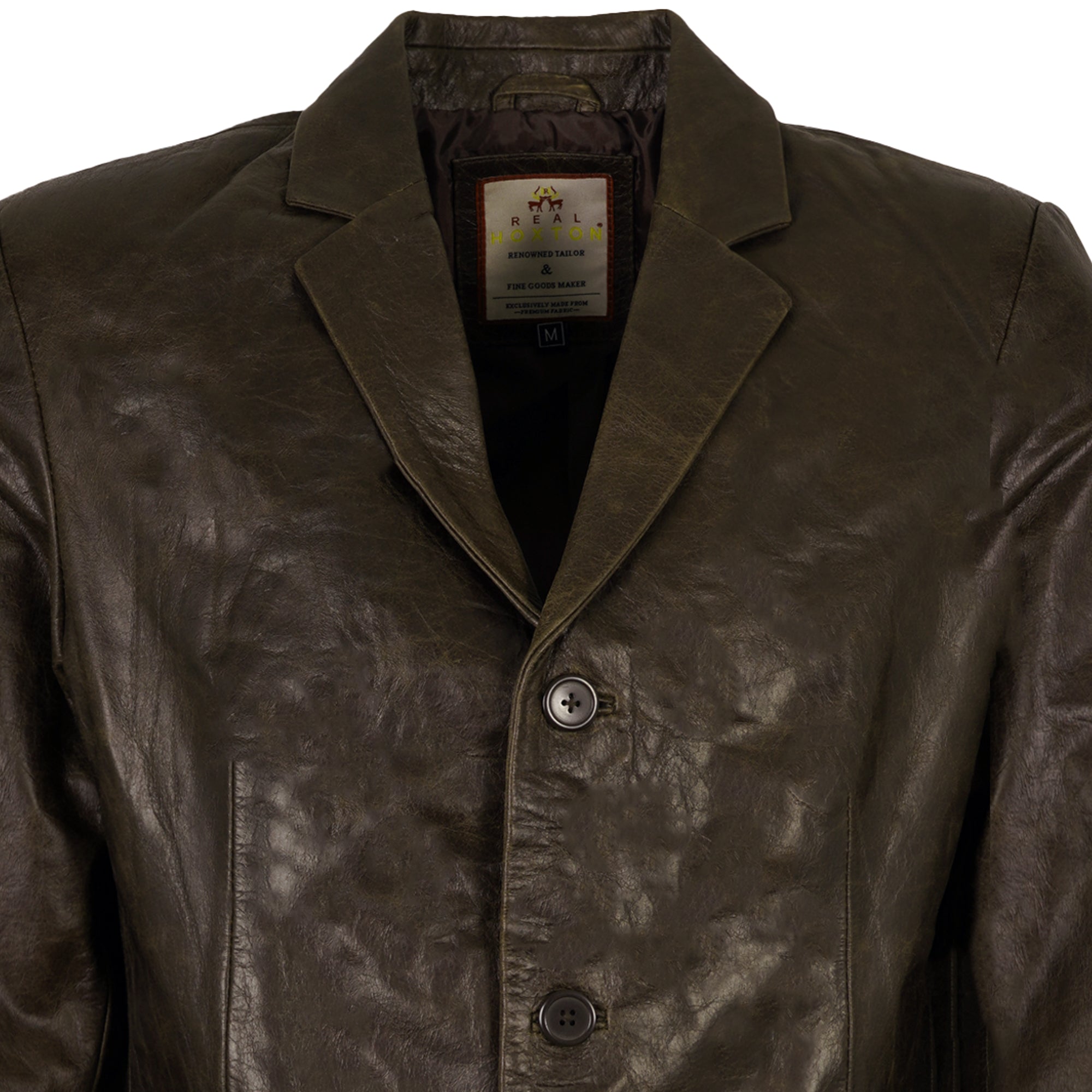 Real Hoxton Leather Blazer Jacket - Timber Brown