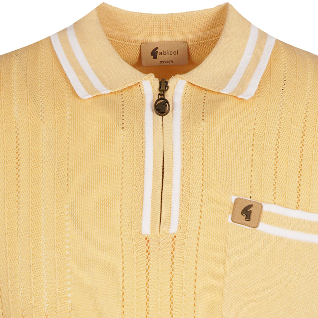 Gabicci Vintage Johnson Knit Polo - Lemon