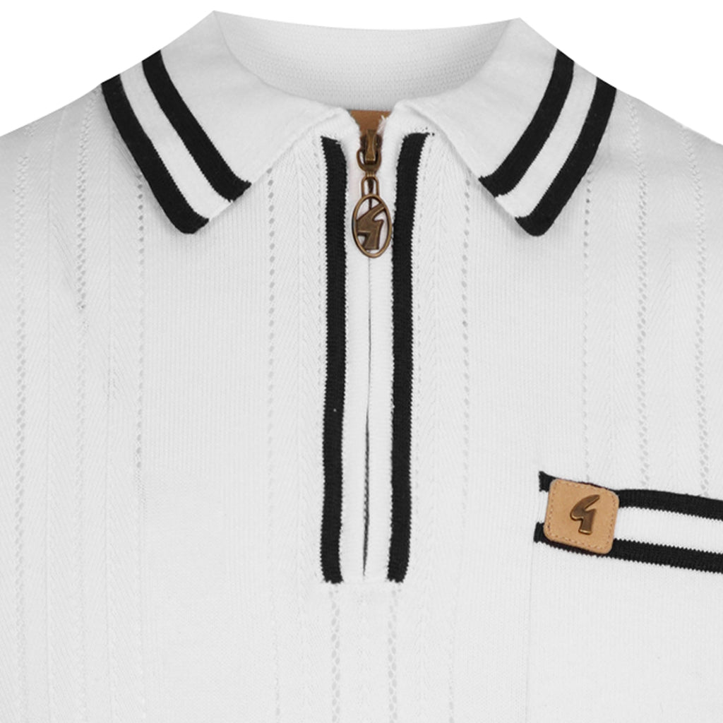 Gabicci Vintage Johnson Knit Polo - White