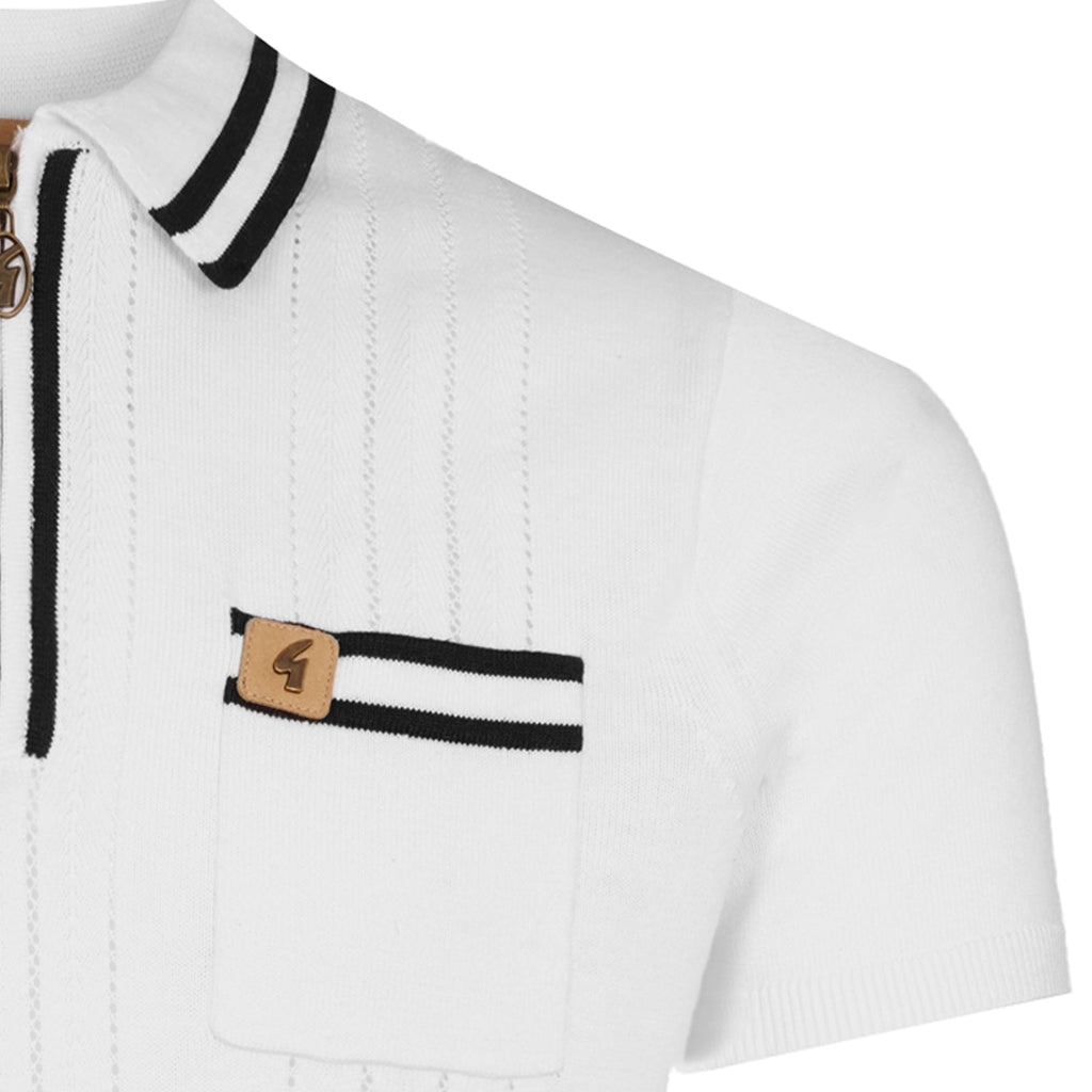 Gabicci Vintage Johnson Knit Polo - White