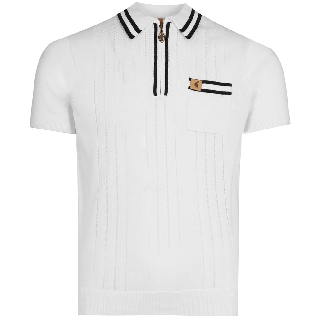 Gabicci Vintage Johnson Knit Polo - White