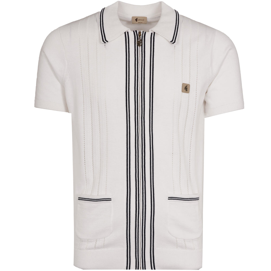 Gabicci Vintage Geller Knit Polo - White