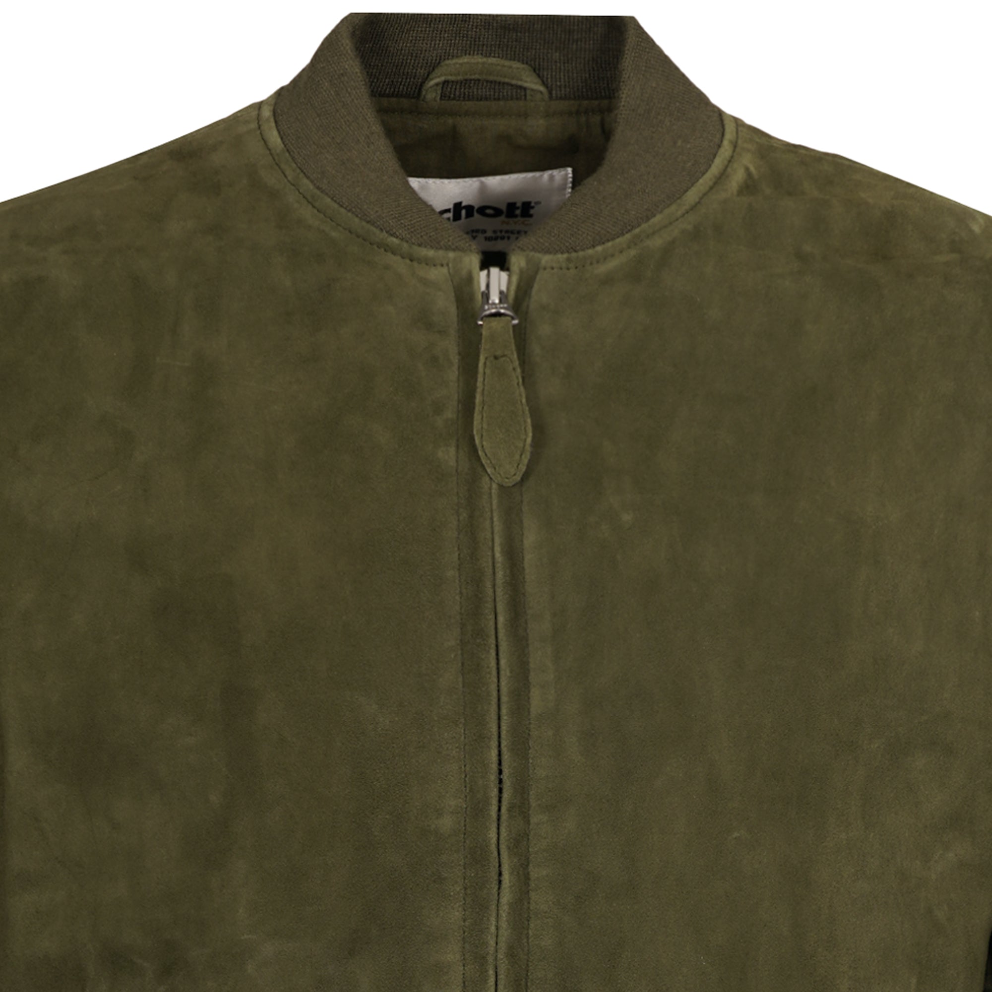 Suede Bomber Jacket - Khaki