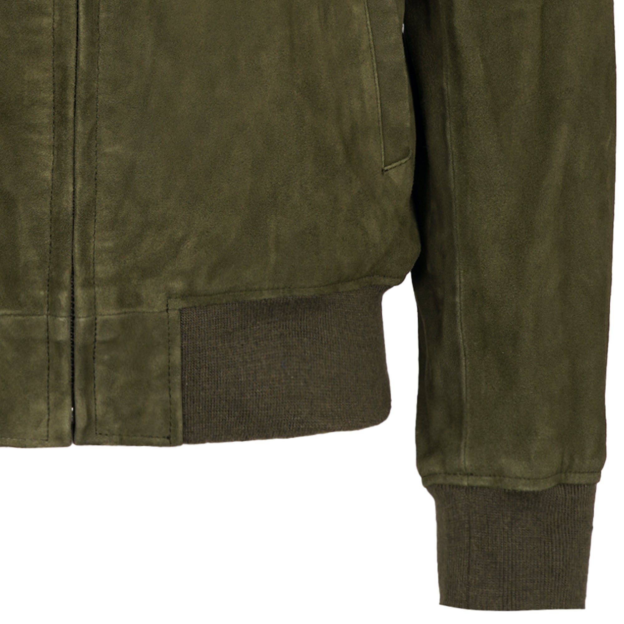 Suede Bomber Jacket - Khaki
