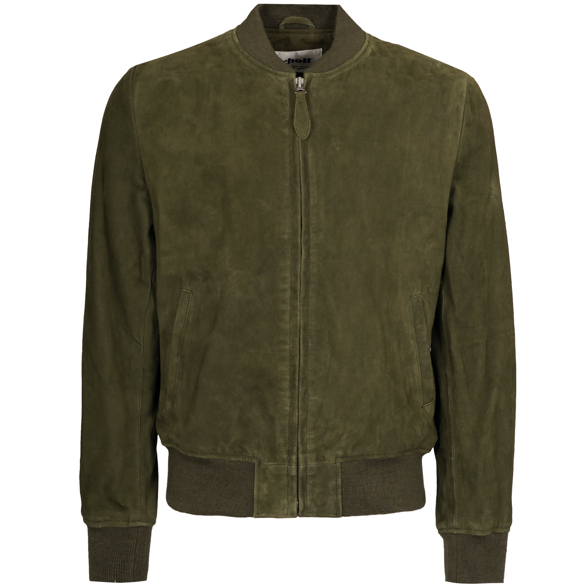 Suede Bomber Jacket - Khaki