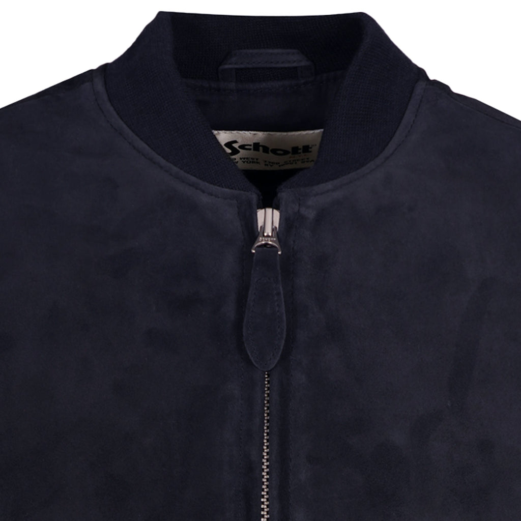 Schott NYC Suede Bomber Jacket - Navy