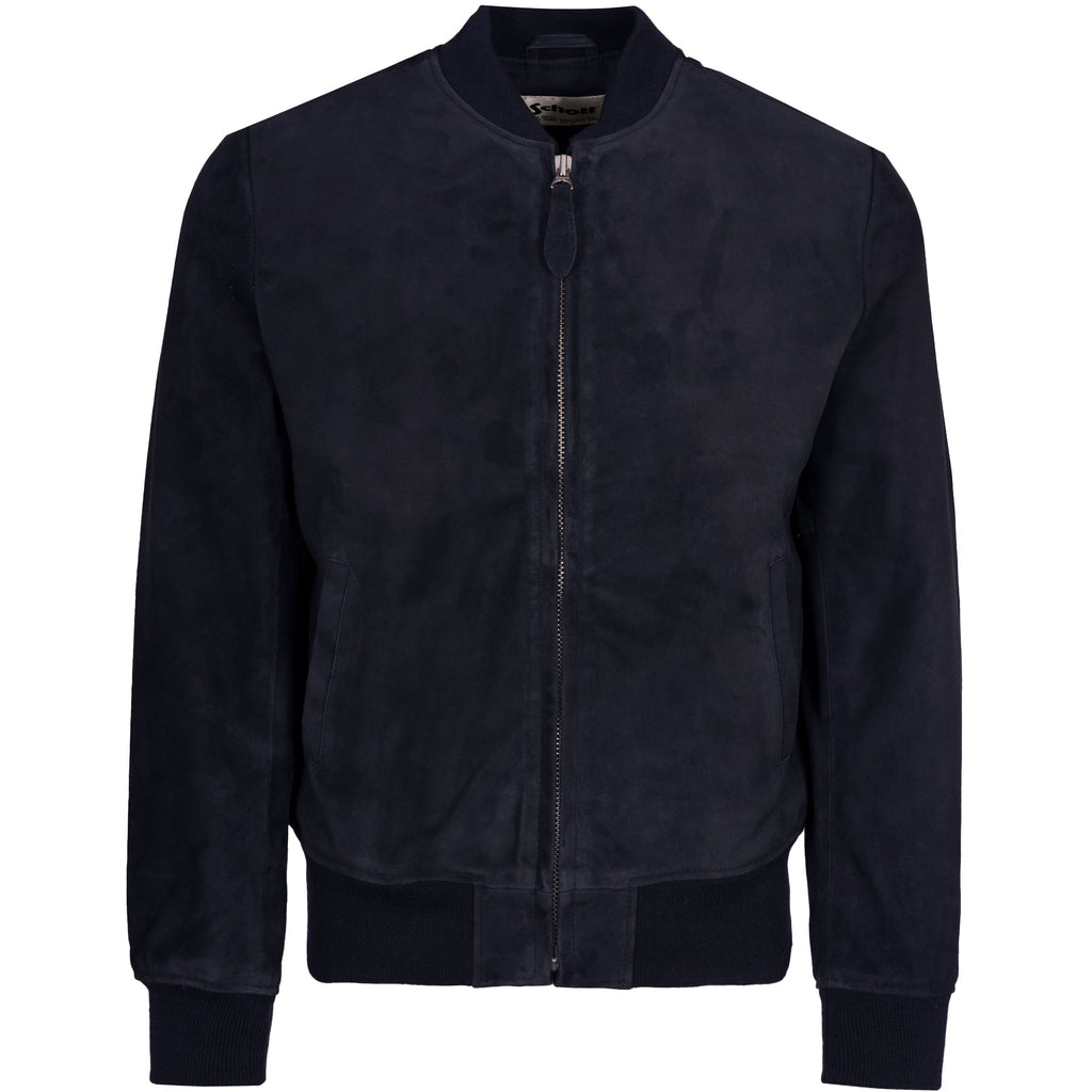 Schott NYC Suede Bomber Jacket - Navy