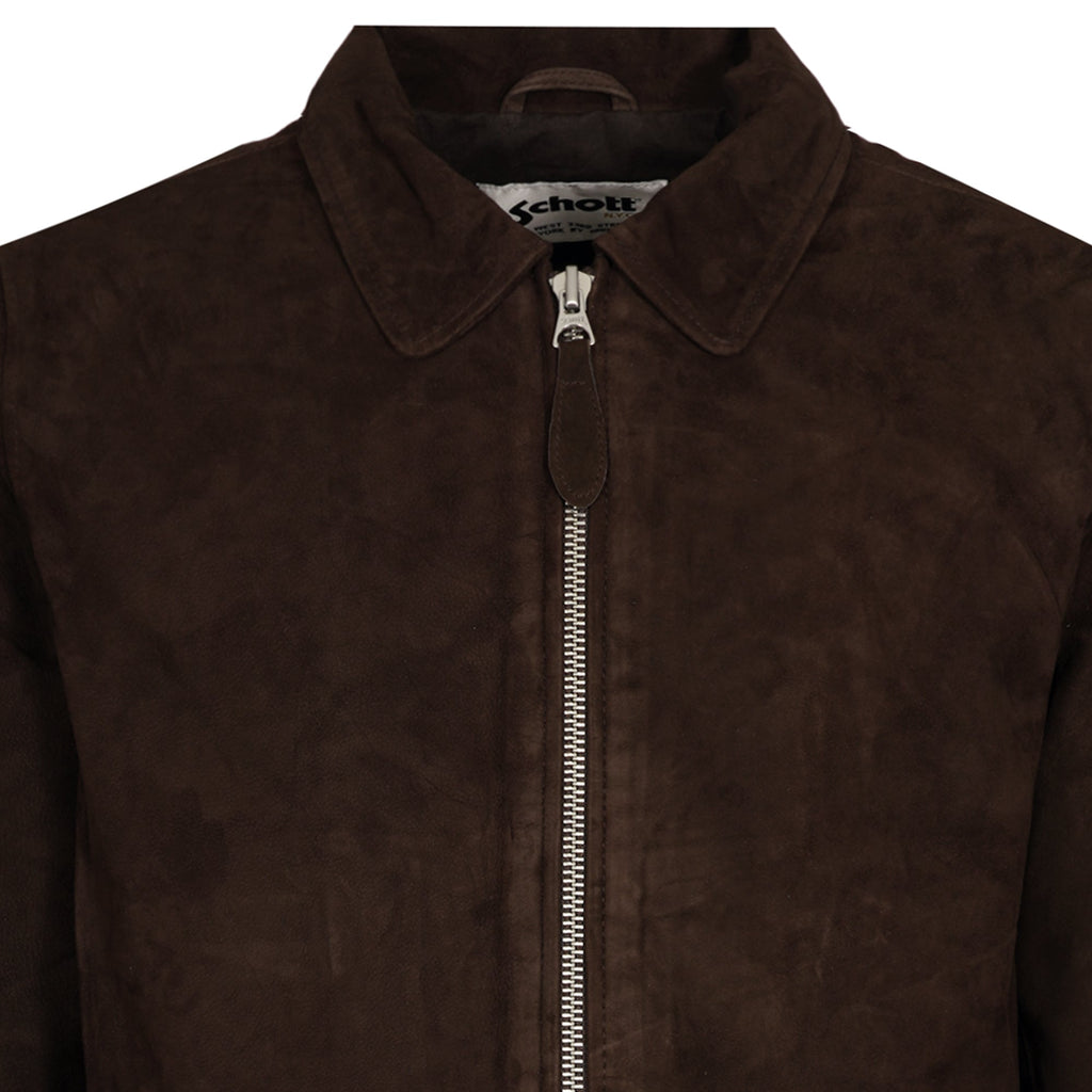 Schott NYC Suede Zip Jacket - Brown
