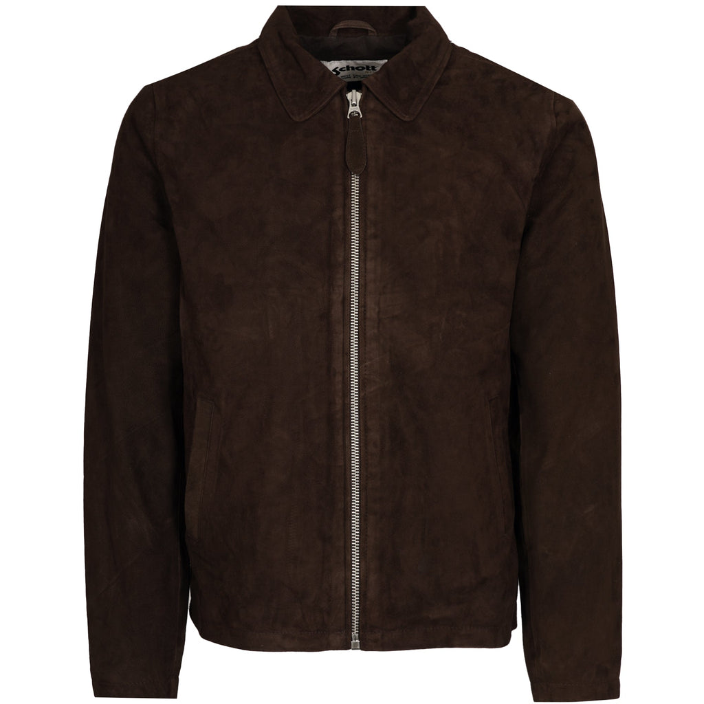 Schott NYC Suede Zip Jacket - Brown